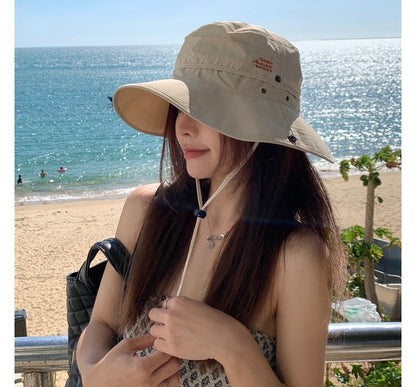 Lettering Hat Sun Embroidered