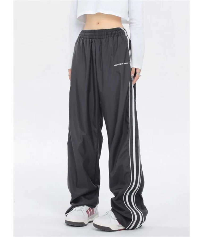 Low Rise Striped Loose-Fit Wide-Leg Sweatpants