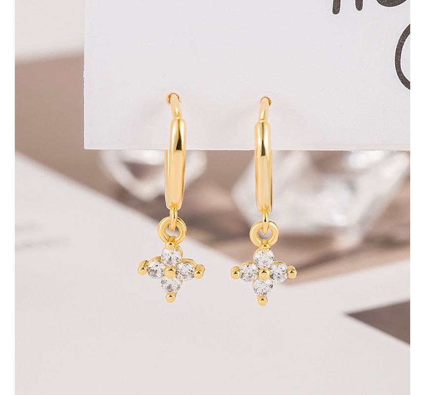 Floral Rhinestone Alloy Dangle Earring