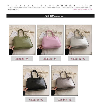 Faux Leather Carryall Plain Bag