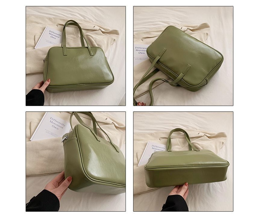 Faux Leather Carryall Plain Bag