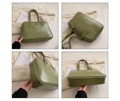 Faux Leather Carryall Plain Bag