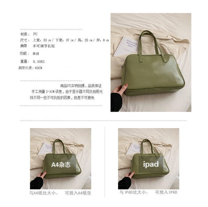 Faux Leather Carryall Plain Bag