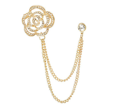 Rhinestone Chained Alloy Brooch