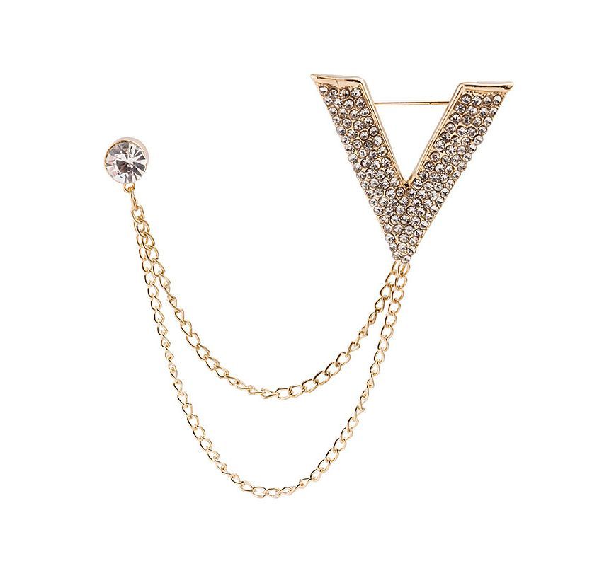 Rhinestone Chained Alloy Brooch