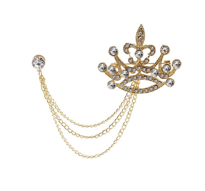 Rhinestone Chained Alloy Brooch