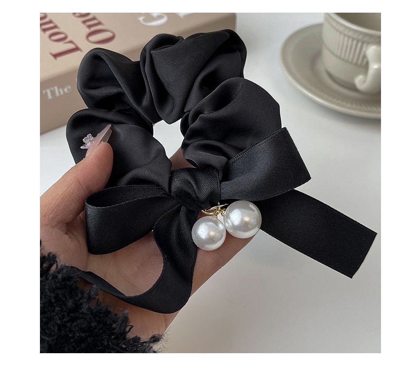 Ribbon Faux Pearl Hair Tie