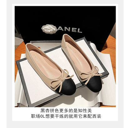 Pointed Cap Toe Bow Flats