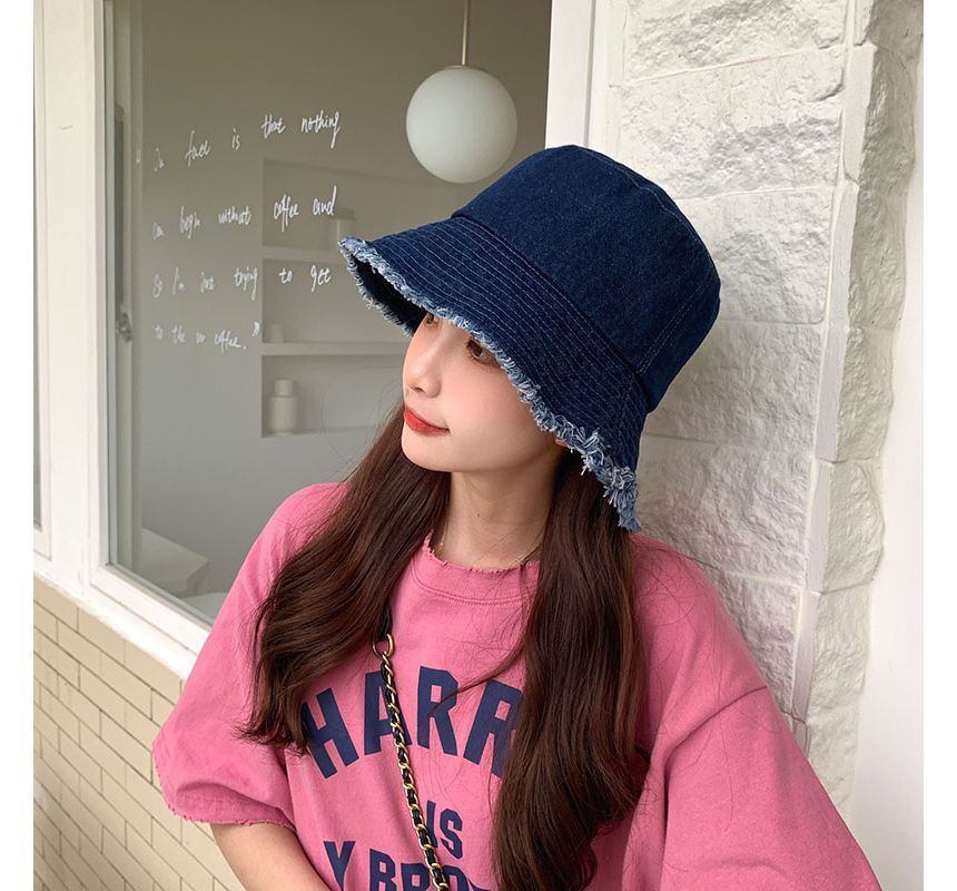 Fray Denim Bucket Hat