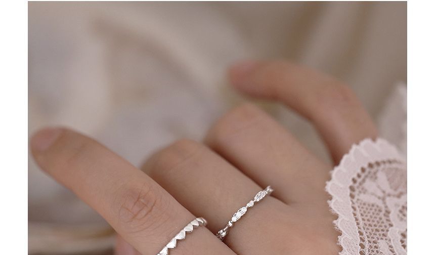 Heart / Rhinestone Alloy Ring