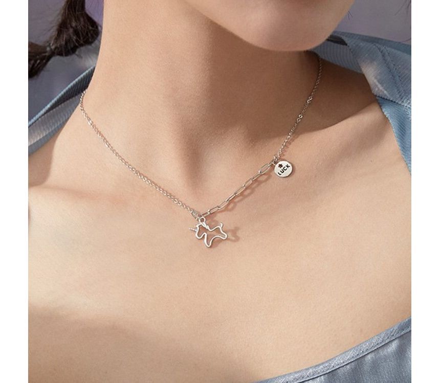 Unicorn Pendant Alloy Choker