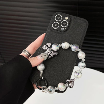 Phone Pearl Chain Bow Case Faux