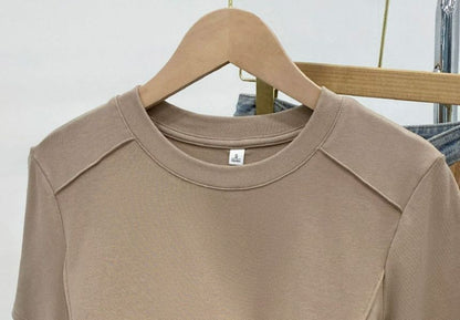 Neck Short-Sleeve T-Shirt Round Plain