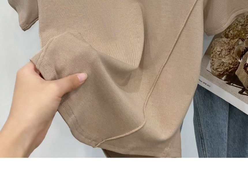 Neck Short-Sleeve T-Shirt Round Plain