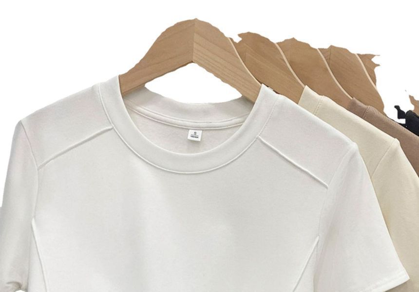 Neck Short-Sleeve T-Shirt Round Plain