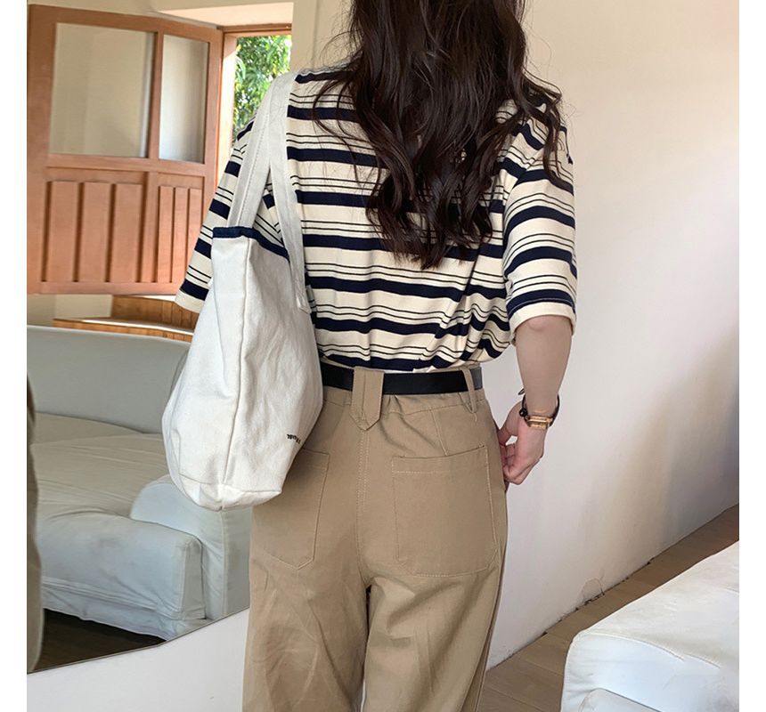 Crew Short-Sleeve Striped T-Shirt Neck