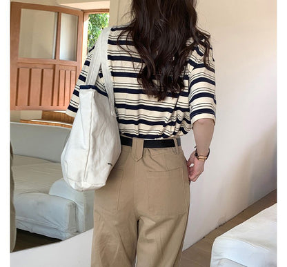 Crew Short-Sleeve Striped T-Shirt Neck