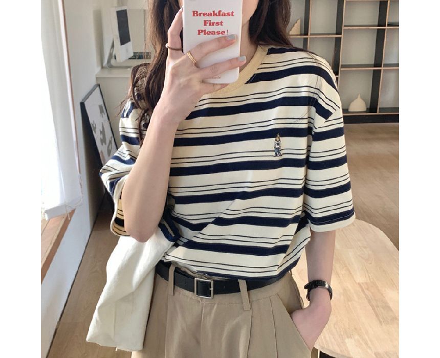 Crew Short-Sleeve Striped T-Shirt Neck