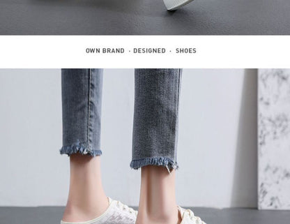 Houndstooth Mesh Panel Sneaker Mules