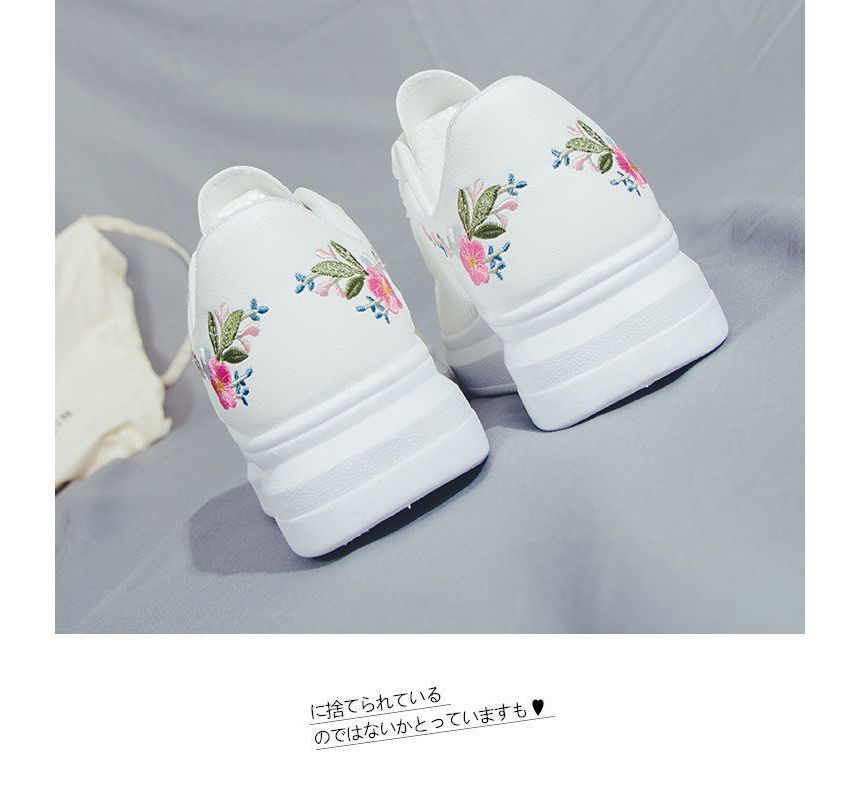 Floral Embroidered Platform Sneakers