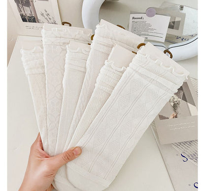 Set of 3 Pairs: Lettuce Edge Pointelle Knit Socks