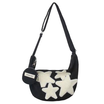 Coin Pouch Purse (Various With Corduroy Crossbody Applique Designs) Star Zipper