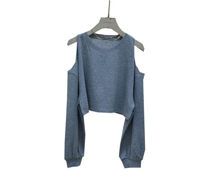 Cold Plain Tee Crop Shoulder Long-Sleeve