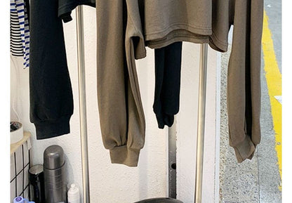 Cold Plain Tee Crop Shoulder Long-Sleeve