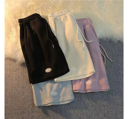 Shorts Plain Waist Sweat Drawstring