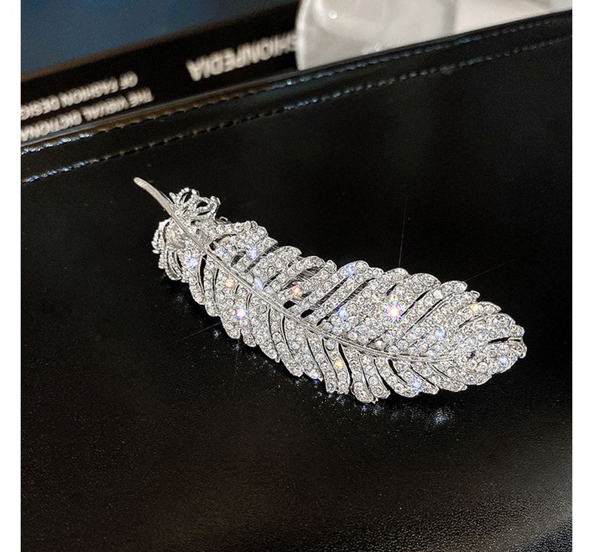 Feather Rhinestone Alloy Hair Clip