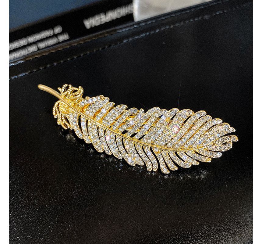 Feather Rhinestone Alloy Hair Clip