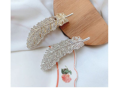 Feather Rhinestone Alloy Hair Clip