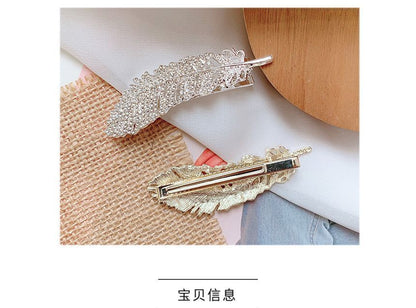 Feather Rhinestone Alloy Hair Clip