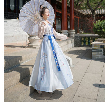 Traditional Chinese Set: Open Front Jacket + Camisole Top + Maxi Skirt