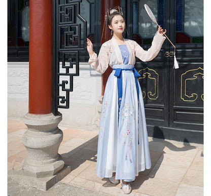 Traditional Chinese Set: Open Front Jacket + Camisole Top + Maxi Skirt