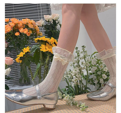 Ruffled Bow Lace Socks