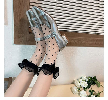 Bow Dotted Mesh Socks