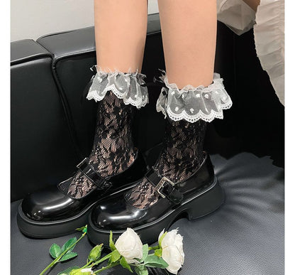 Mesh Trim Lace Socks