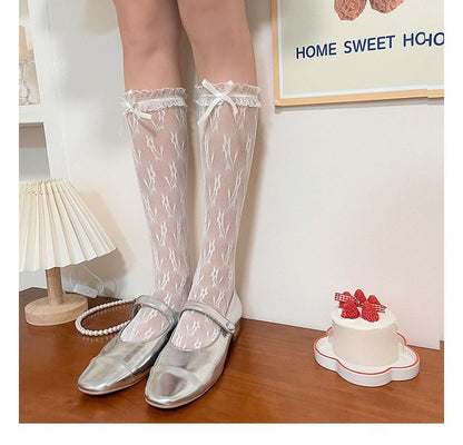 Bow Floral Lace Socks