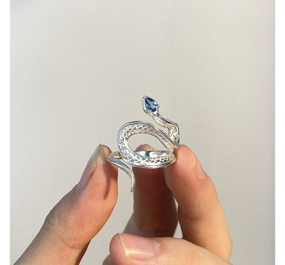 Open Alloy Ring Snake Rhinestone