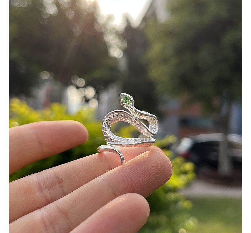 Open Alloy Ring Snake Rhinestone