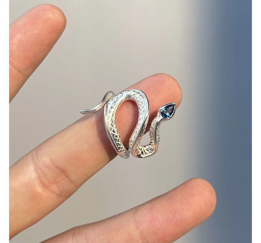 Open Alloy Ring Snake Rhinestone