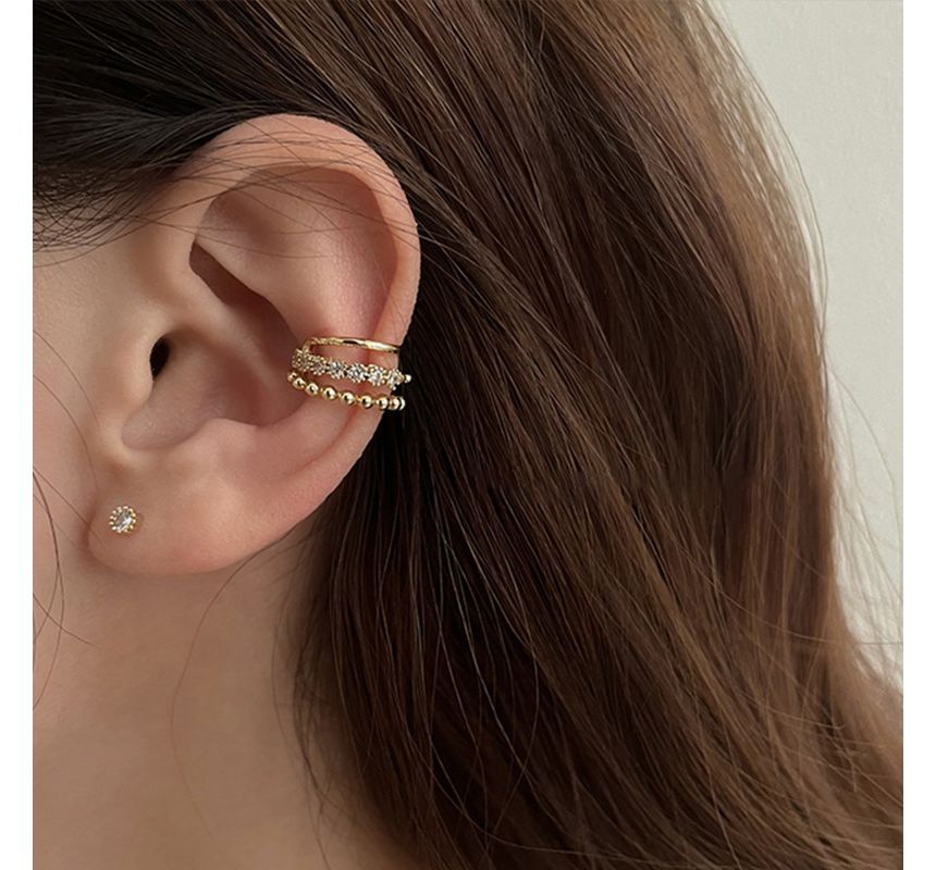 Rhinestone Faux Pearl Layered Alloy Cuff Earring (various designs)