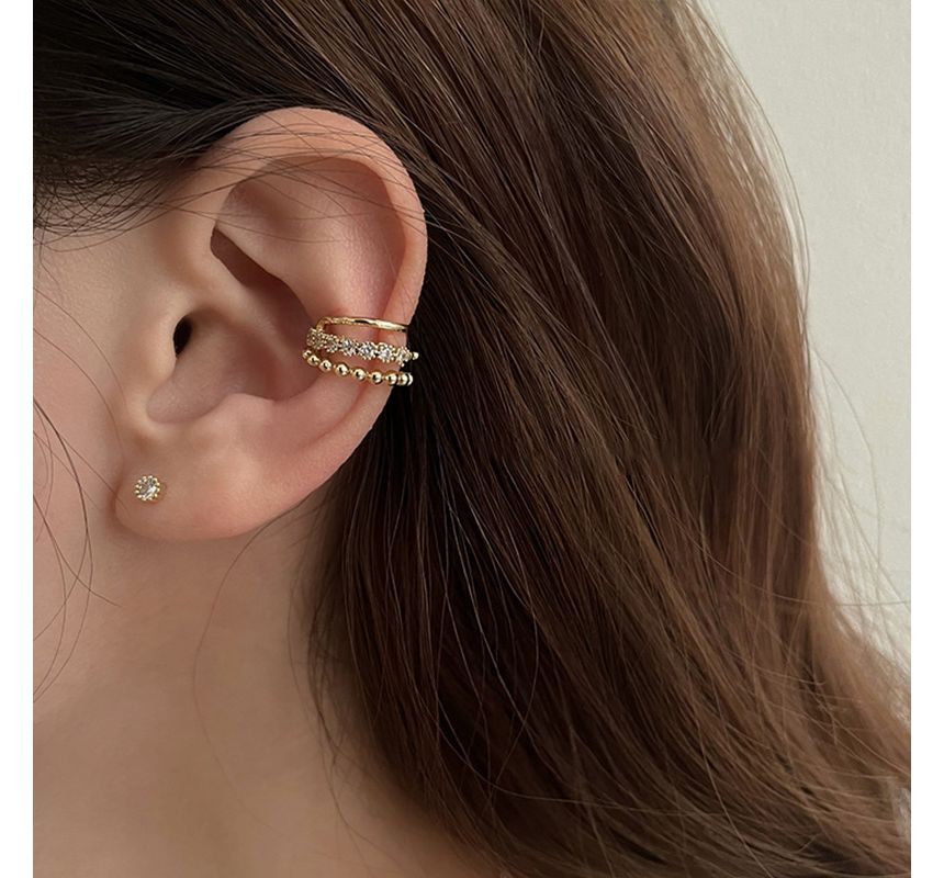 Rhinestone Faux Pearl Layered Alloy Cuff Earring (various designs)