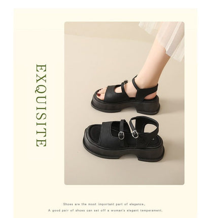 Square Toe Platform Plain Sandals