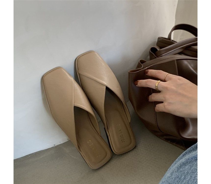 Square Toe Plain Mules