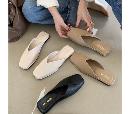 Square Toe Plain Mules