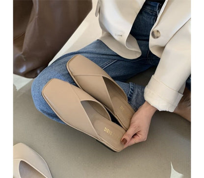 Square Toe Plain Mules