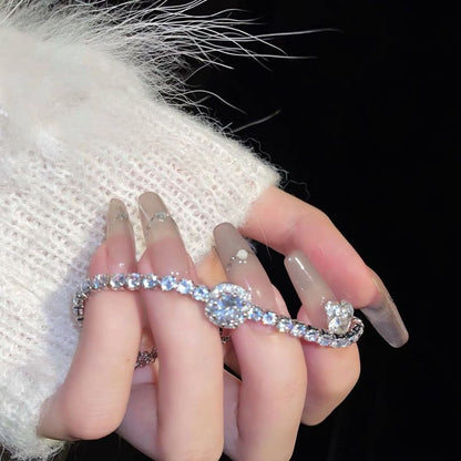 Rhinestone Floral Bracelet Alloy