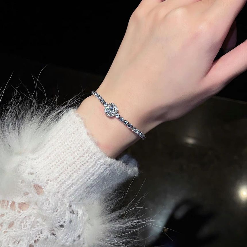 Rhinestone Floral Bracelet Alloy